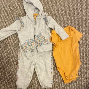 New Carters 3 month sweat jacket, sweat pants, and onesie